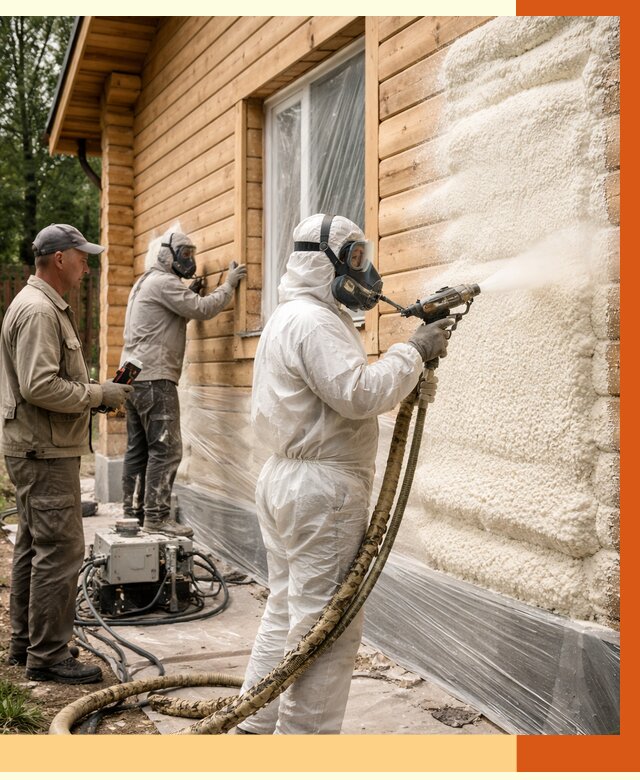 Утепление дома из бруса ППУ в Ханты-Мансийске от 3930 руб/м2 под ключ | ТепломастерХнт