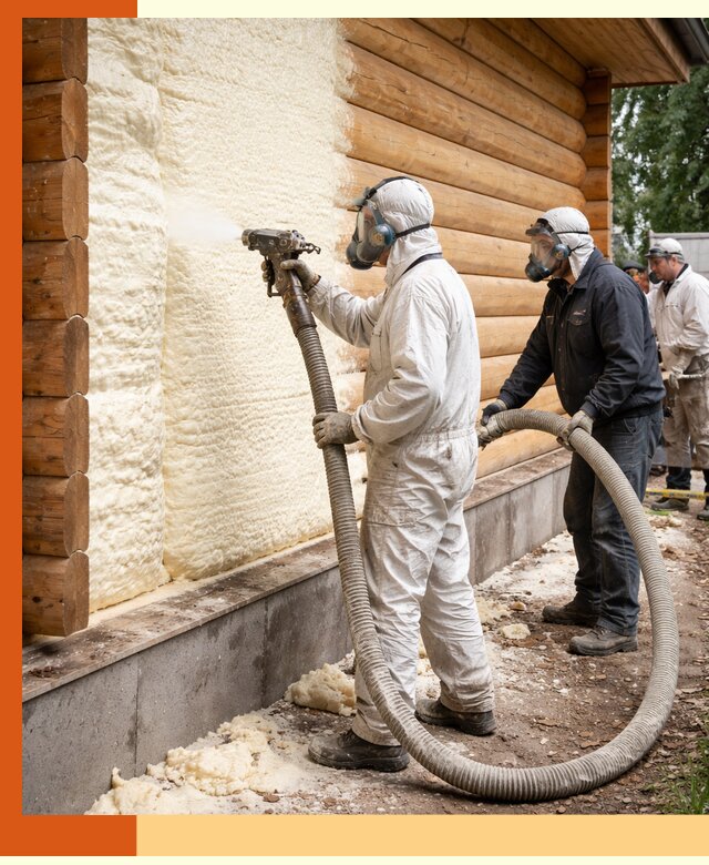 Утепление дома из бруса пенополиуретаном в Ханты-Мансийске