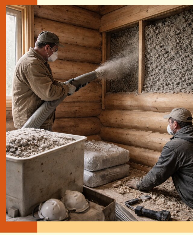 Утепление дома из бруса эковатой в Ханты-Мансийске