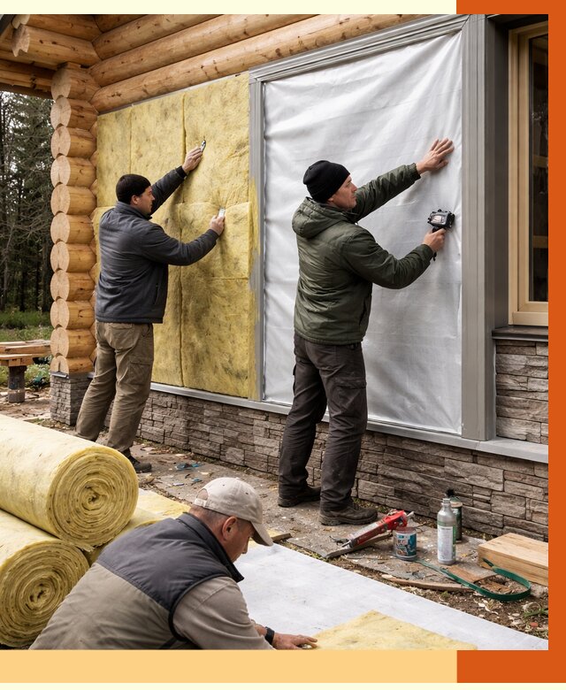 Утепление бревенчатого дома в Ханты-Мансийске от 7810 руб/м2 — заказать под ключ | ТепломастерХнт