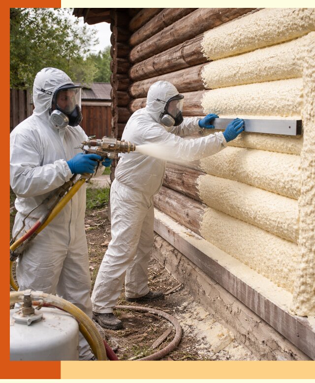 Утепление бревенчатого дома ППУ в Ханты-Мансийске эффективной изоляцией