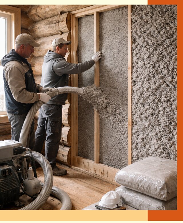 Утепление бревенчатого дома эковатой в Ханты-Мансийске от 2807 руб. | ТепломастерХнт