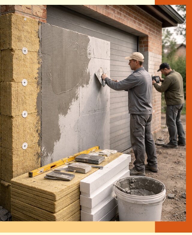 Утепление гаража снаружи в Ханты-Мансийске от 4288 руб. за м2 — наружное утепление под ключ | ТепломастерХнт