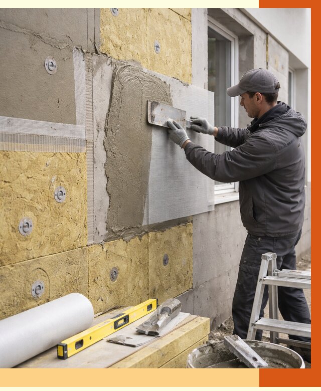 Утепление фасада под штукатурку в Ханты-Мансийске от 4288 руб/м2 — монтаж пенопластом и минватой | ТепломастерХнт