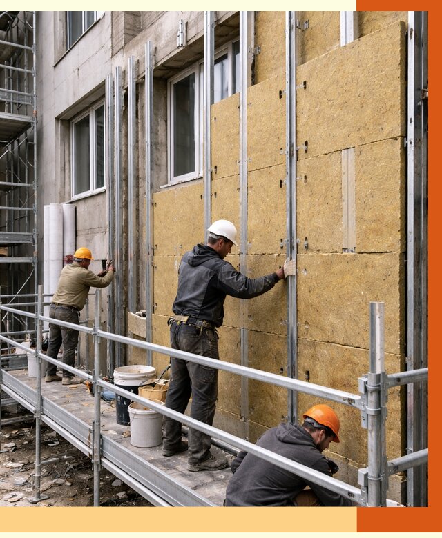 Утепление вентилируемого фасада в Ханты-Мансийске от 5717 руб/м2 — монтаж и утепление вентфасад | ТепломастерХнт