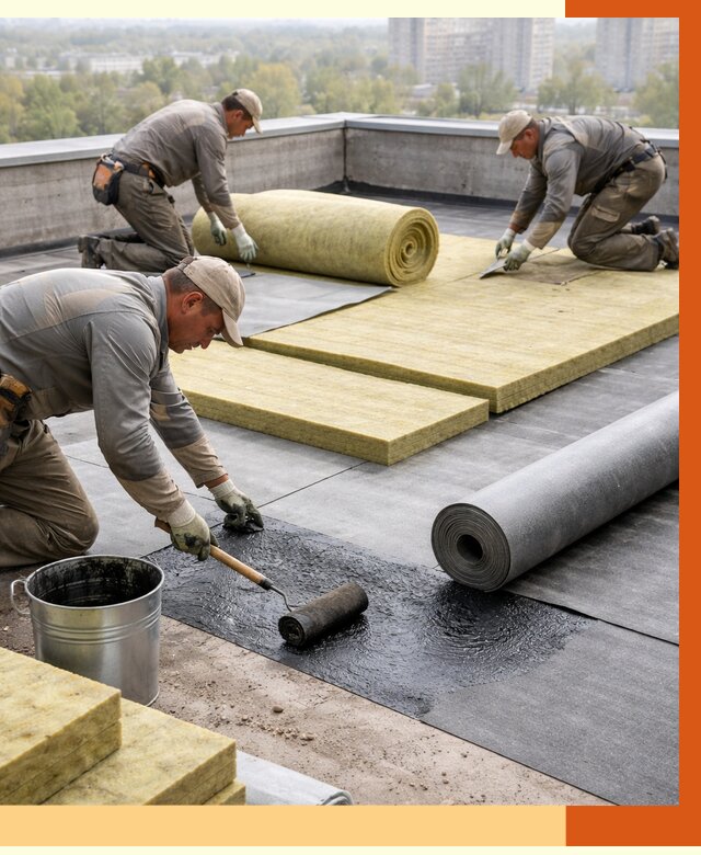 Утепление плоской крыши в Ханты-Мансийске от 7350 руб./м2 под ключ | ТепломастерХнт