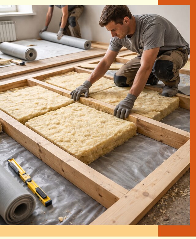 Утепление деревянного пола в Ханты-Мансийске от 1531 руб./м2 под ключ | ТепломастерХнт