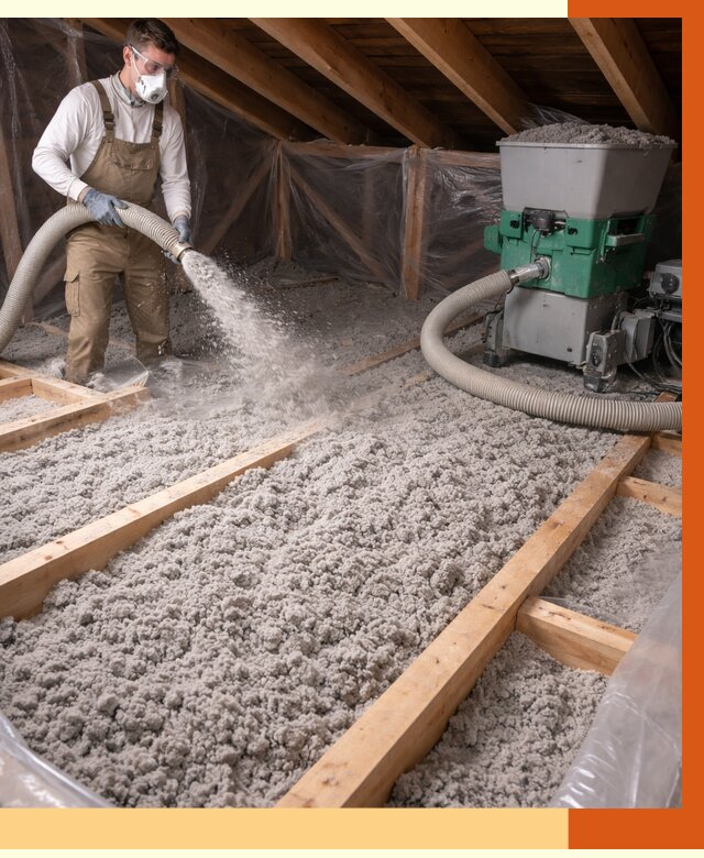 Утепление чердака эковатой в Ханты-Мансийске от 1480 руб/м2 — заказать у ТепломастерХнт