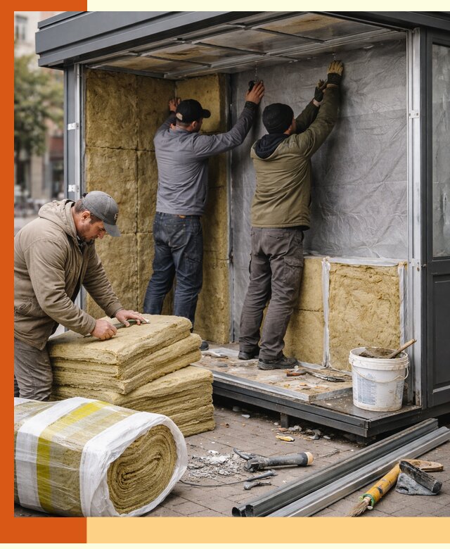 Утепление павильона шаурмы под ключ в Ханты-Мансийске