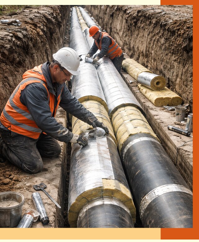 Утепление теплотрассы в Ханты-Мансийске от 4594 руб./м2 — ппу и комплексная изоляция | ТепломастерХнт