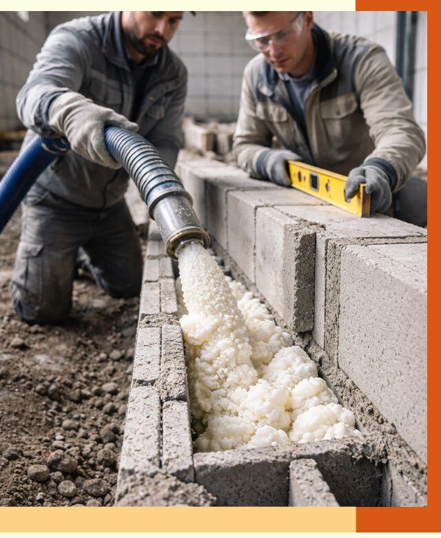 Заполнение колодцевой кладки ППУ в Ханты-Мансийске от 4288 руб. за м2 | ТепломастерХнт