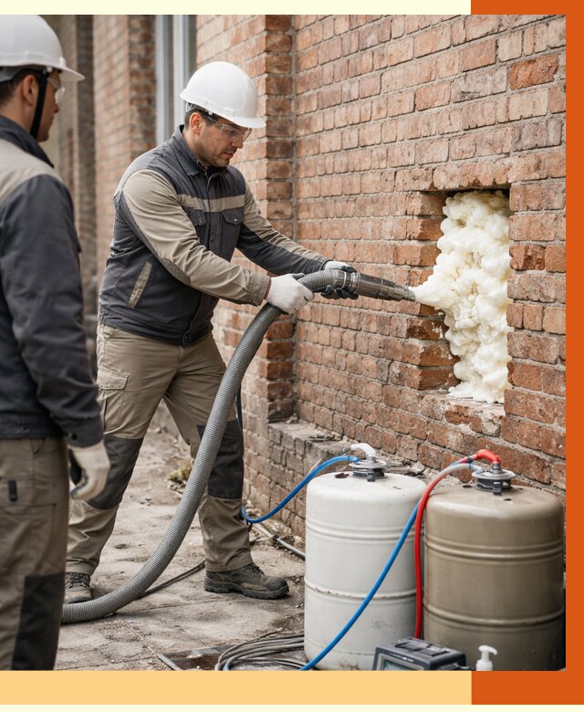 Заливка ППУ в пустоты кирпичной стены в Ханты-Мансийске от 2807 руб. | ТепломастерХнт