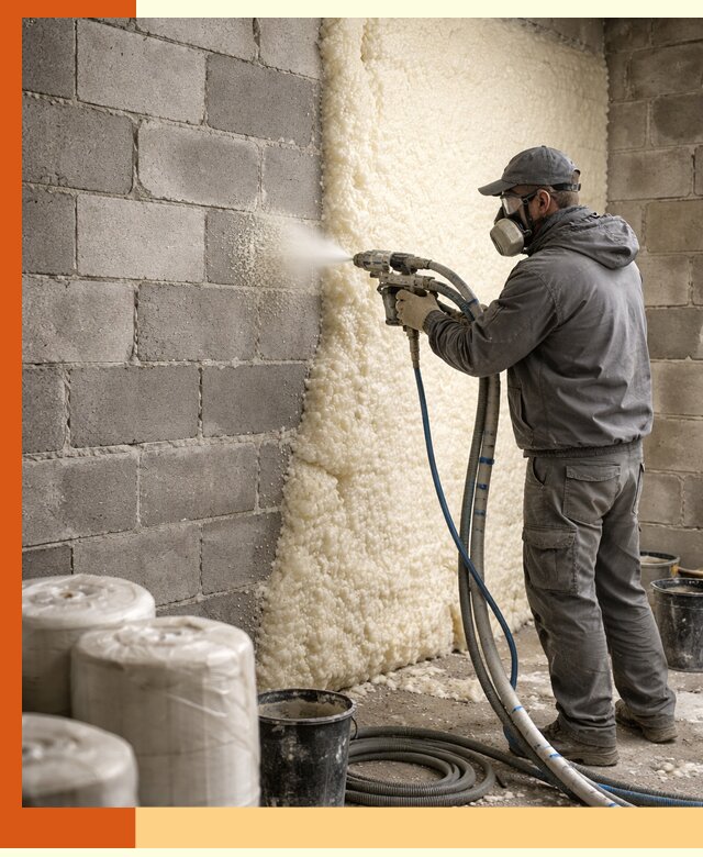 Утепление блочной стены ППУ в Ханты-Мансийске качественно и надёжно