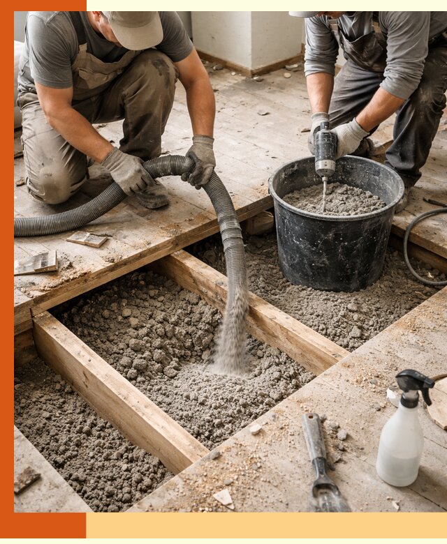 Заполнение пустот пола в Ханты-Мансийске полиуретаном и пенополистиролом