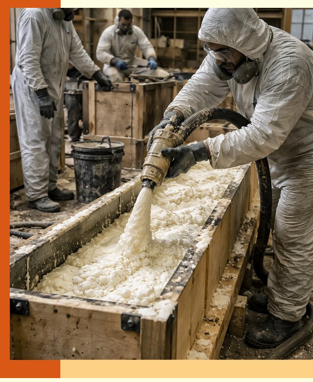 Заливка пенополиуретана в формы для утепления в Ханты-Мансийске