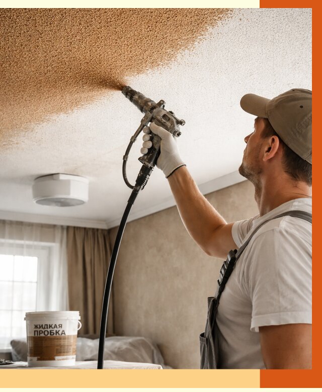 Утепление потолка жидкой пробкой в Ханты-Мансийске от 3573 руб. | ТепломастерХнт