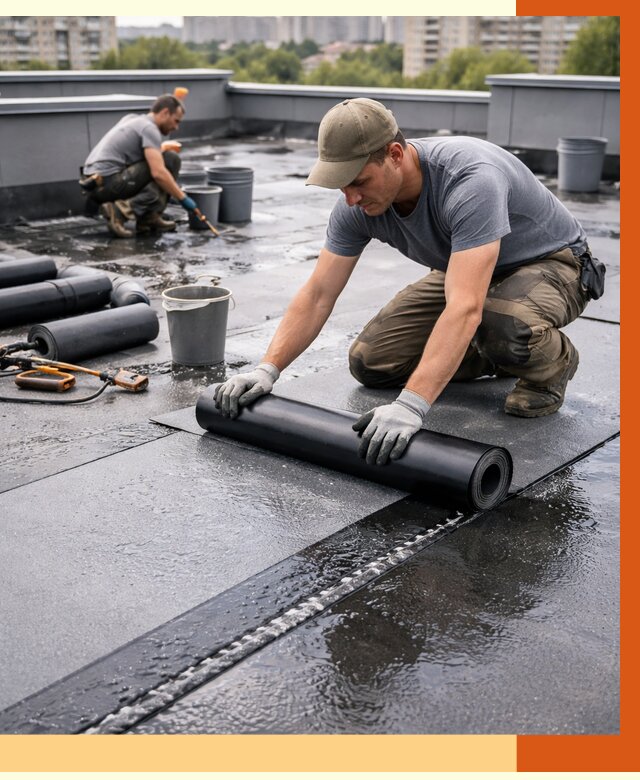 Гидроизоляция плоской кровли в Ханты-Мансийске от 4594 руб./м2 — профессионально | ТепломастерХнт