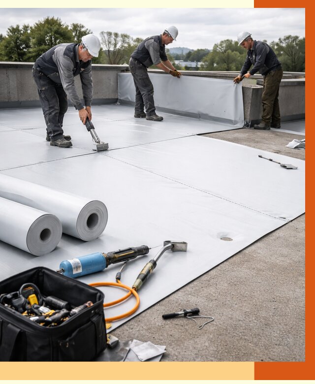 Гидроизоляция мембранной кровли в Ханты-Мансийске от 7657 руб./м² — профессионально | ТепломастерХнт