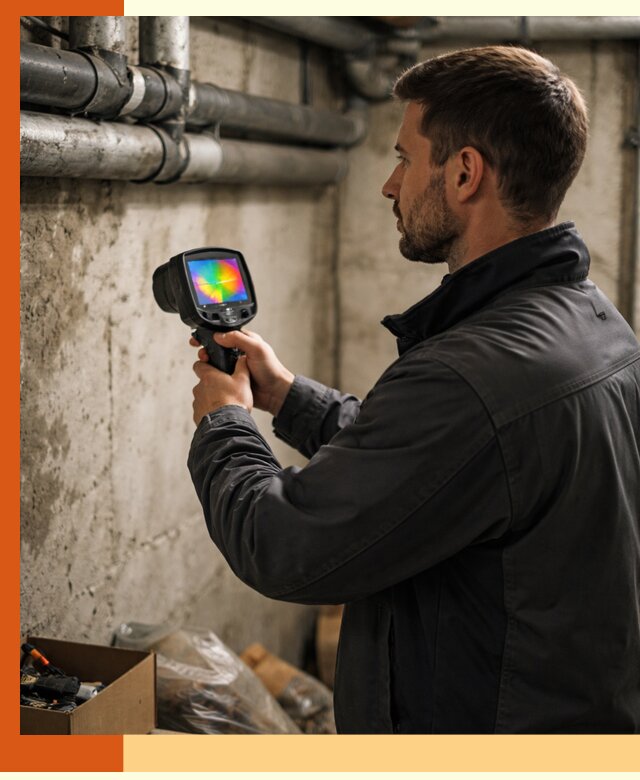 Тепловизионное обследование подвала в Ханты-Мансийске для поиска утечек тепла