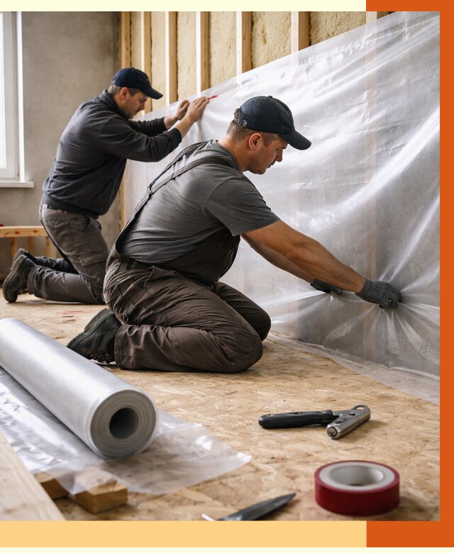 Монтаж пароизоляции в Ханты-Мансийске от 2552 руб. — установка и укладка под ключ | ТепломастерХнт